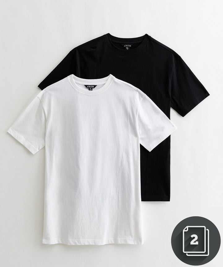 Athlizur : Black and White Oversized T-shirt Combo