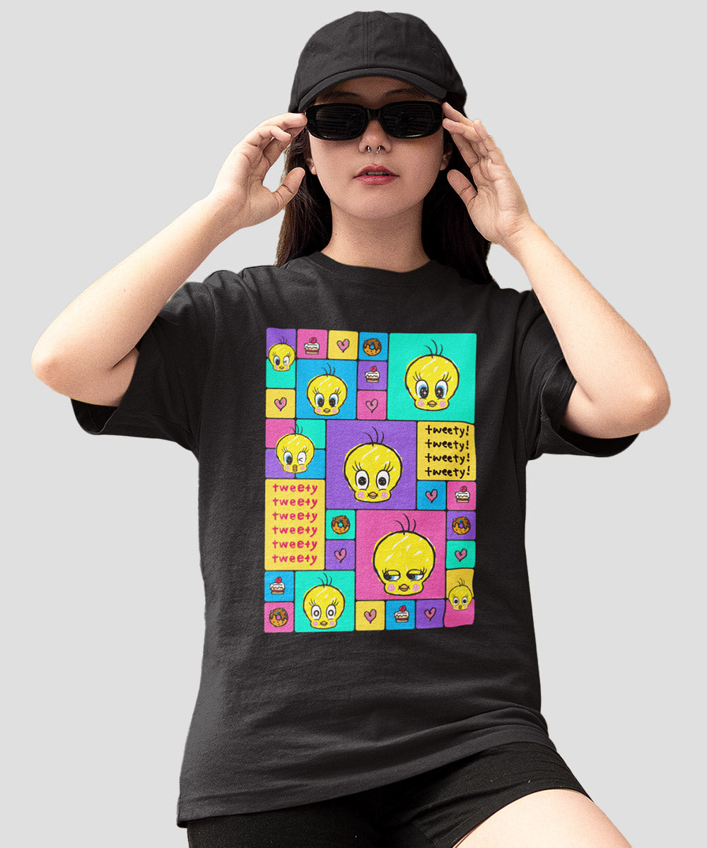 Buy oversized t-shirt for women and girls online in India. Shop Official Tweety printed oversized t-shirt for women online at Athlizur