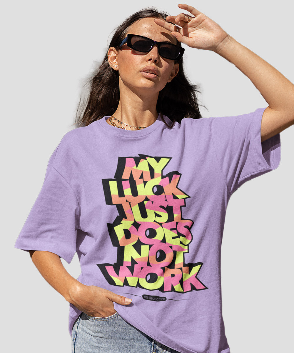 Buy typography printed oversized t-shirts online in India. Buy purple lavender t-shirt for women.