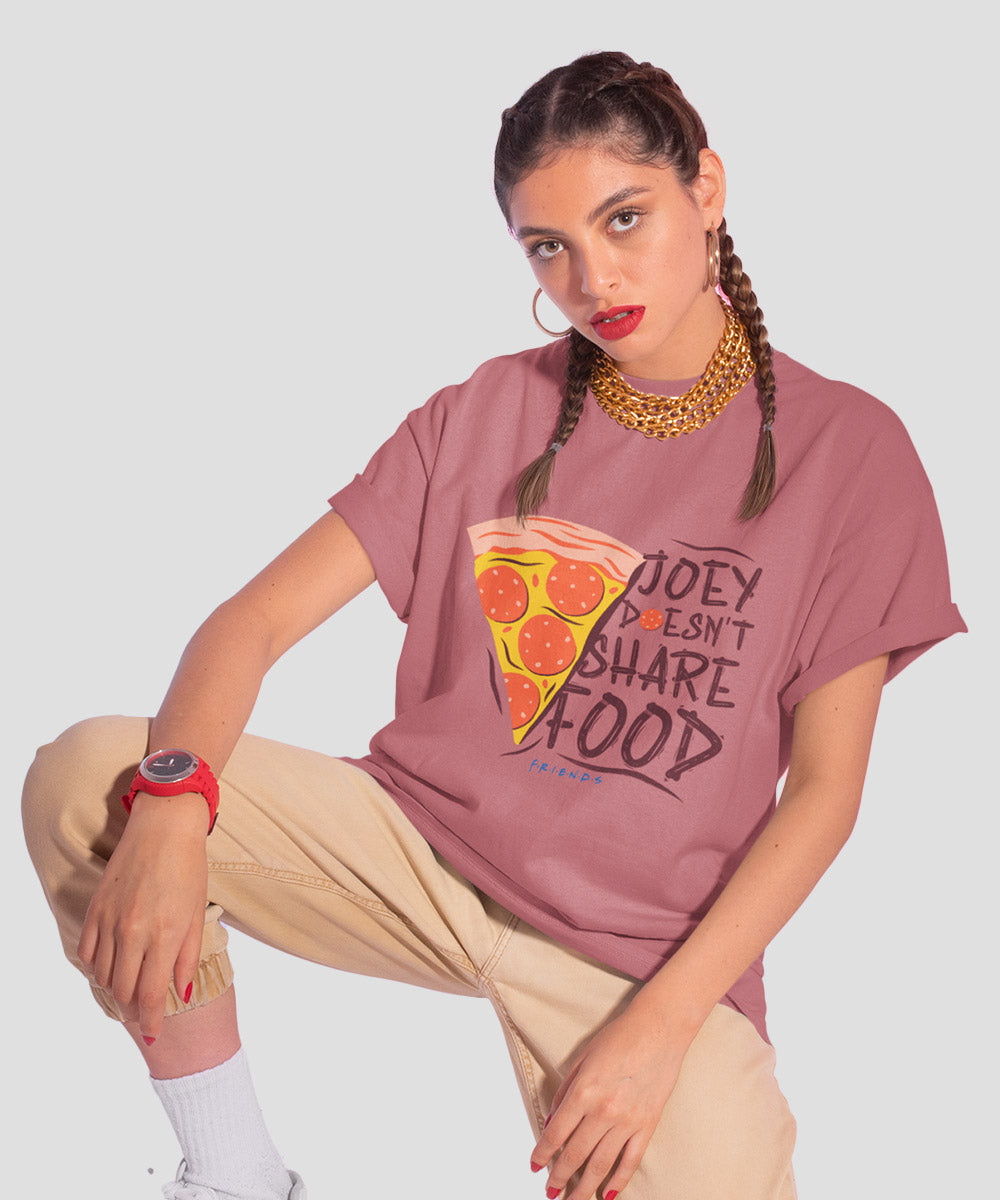 Buy Joey doesn't share food oversized t-shirt online in India. Buy FRIENDS tv series t-shirts online at Athlizur. Shop printed oversized t-shirts for women and girls