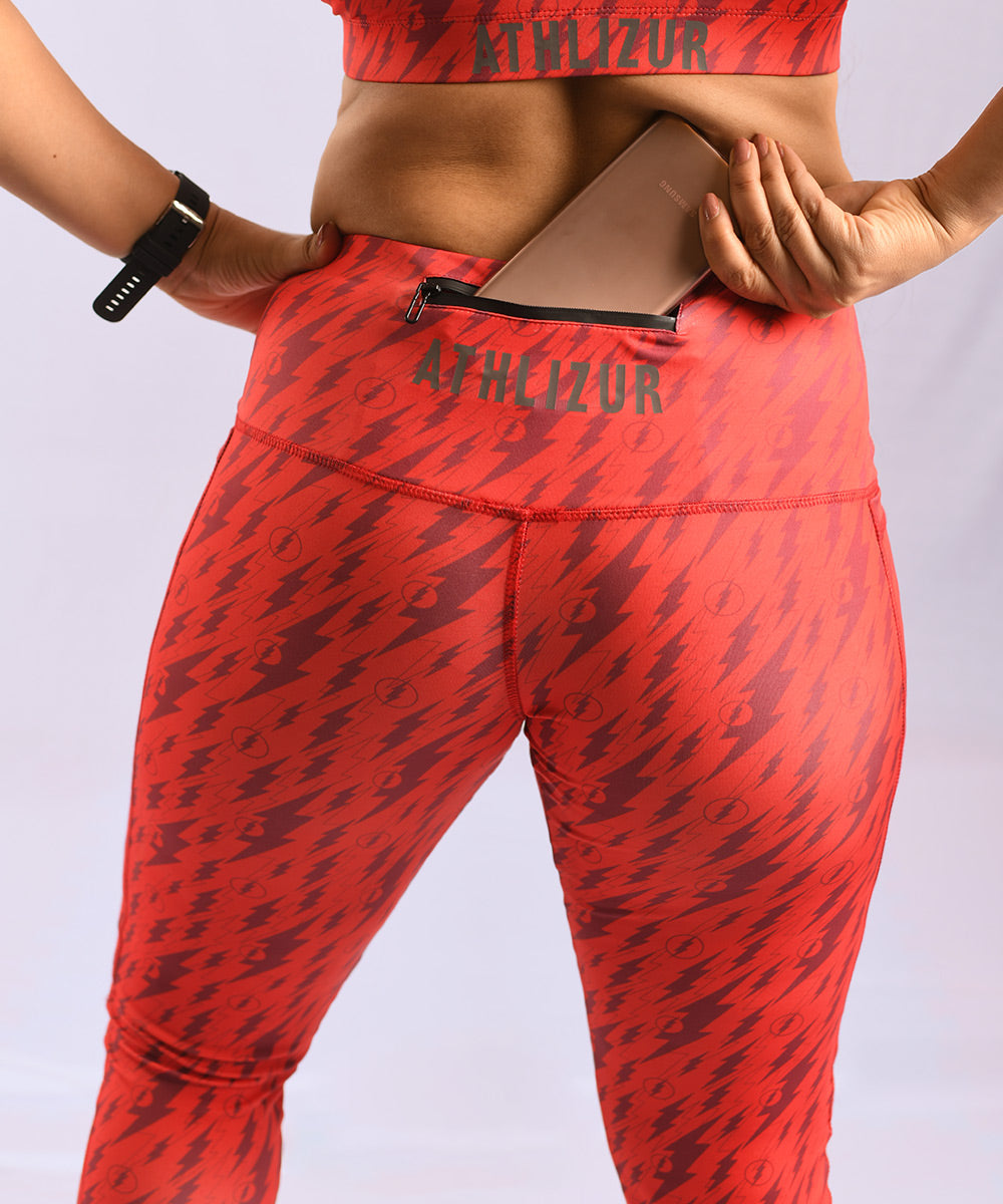 Buy High waist printed leggings with back pocket for workouts. High waist gym tights and yoga pants with pocket. Official Flash Camouflage Leggings and Tights
