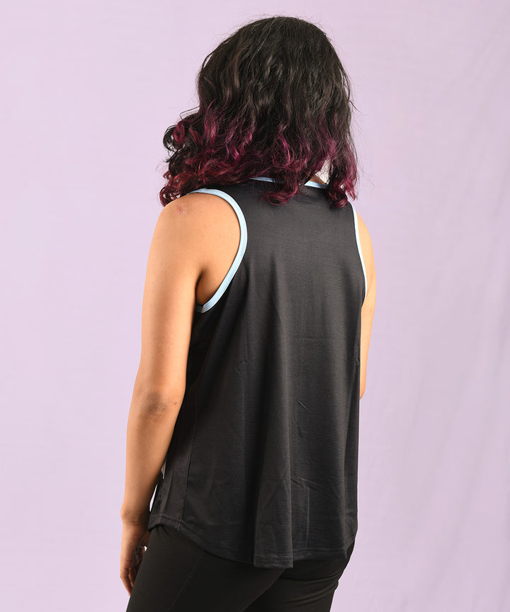 Back side of the Garfield Liar Tank featuring side mesh and curved hem for stylish look. Buy it online in India, at Athlizur