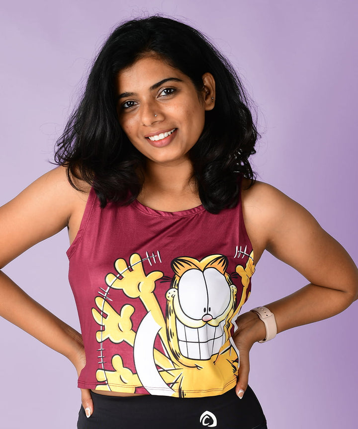 Buy Official Garfield Happy wave Crop Tank top online in India at Athlizur. Sleeveless Crop Tank Top for women. Exclusive collection of latest activewear and athleisure wear for women