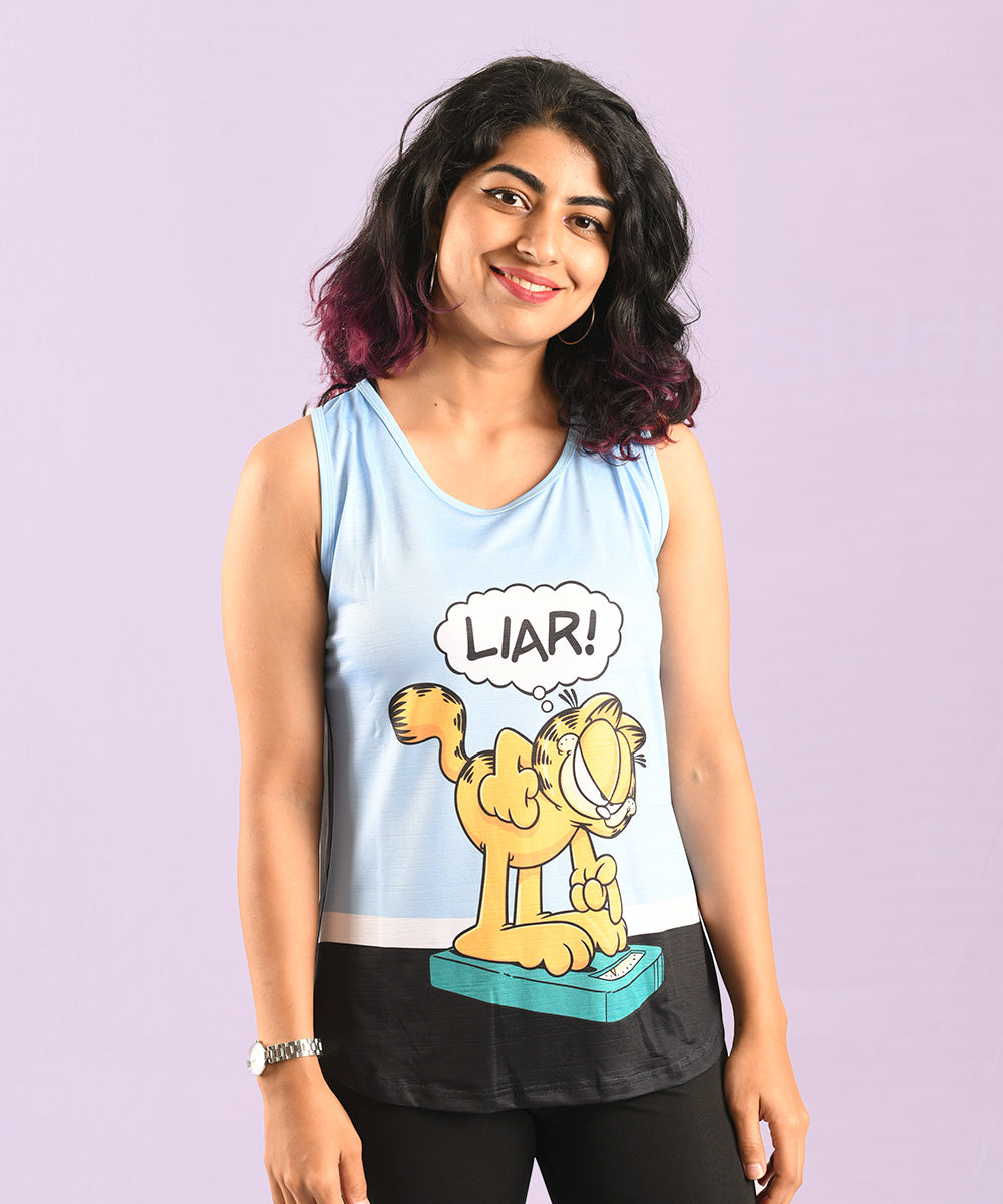 BUy Official Garfield Liar Tank Top online in India at Athlizur. Shop for the quirkiest and coolest activewear and casual wear online. Official Garfield Merchandise by Athlizur