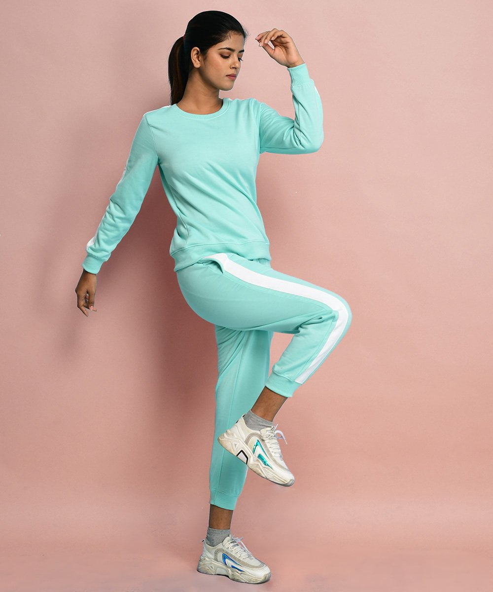 Buy Track suits for women online in India. Sweatsuit for women. Mint Coord Set for women. Jogger and Sweatshirt for women online by Athlizur. Buy Premium quality Gym wear for women online in India. Winter Coord Set for women