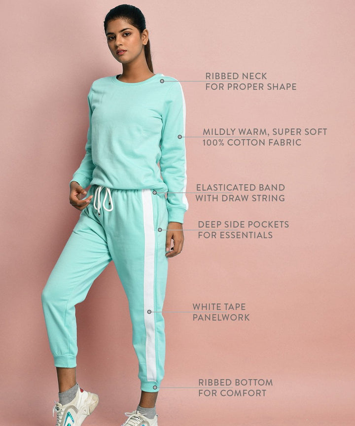 Buy Jogger Sets for women online in India. Mint Coord set for girls by Athlizur. Workout Gym dress for ladies online. Shop Gym trackpants for women with matching sweatshirt online at Athlizur