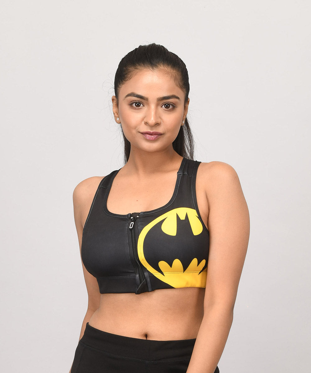 Buy Front zipper sports bra for women online in India. Shop printed superhero sports bras at Athlizur