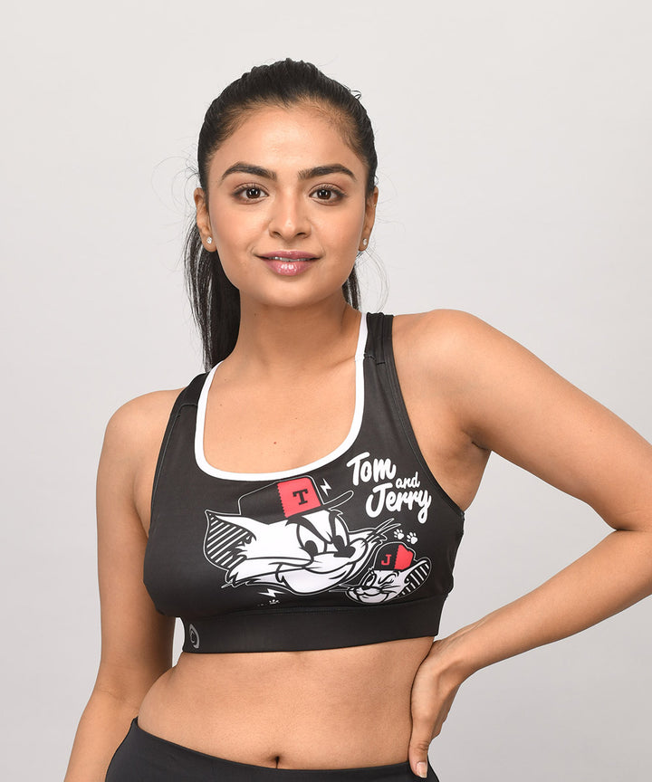 Buy Tom and Jerry Sports bra with removable pads online in India. Buy cartoon sports bras at Athlizur