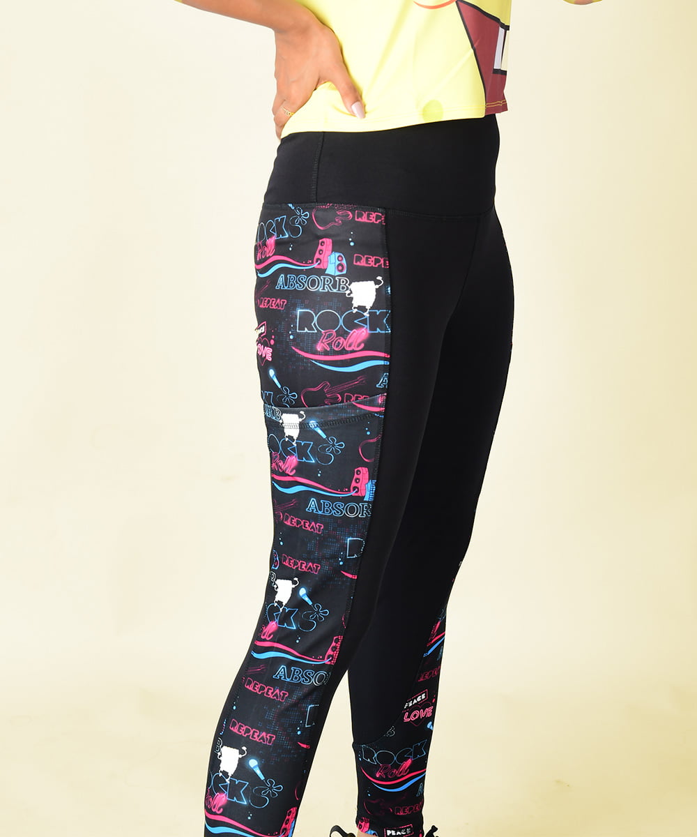 Buy High Waist Yoga Pants with Pockets online in India. Printed Tights from Official SpongeBob Merchandise collection exclusively available at Athlizur in India.