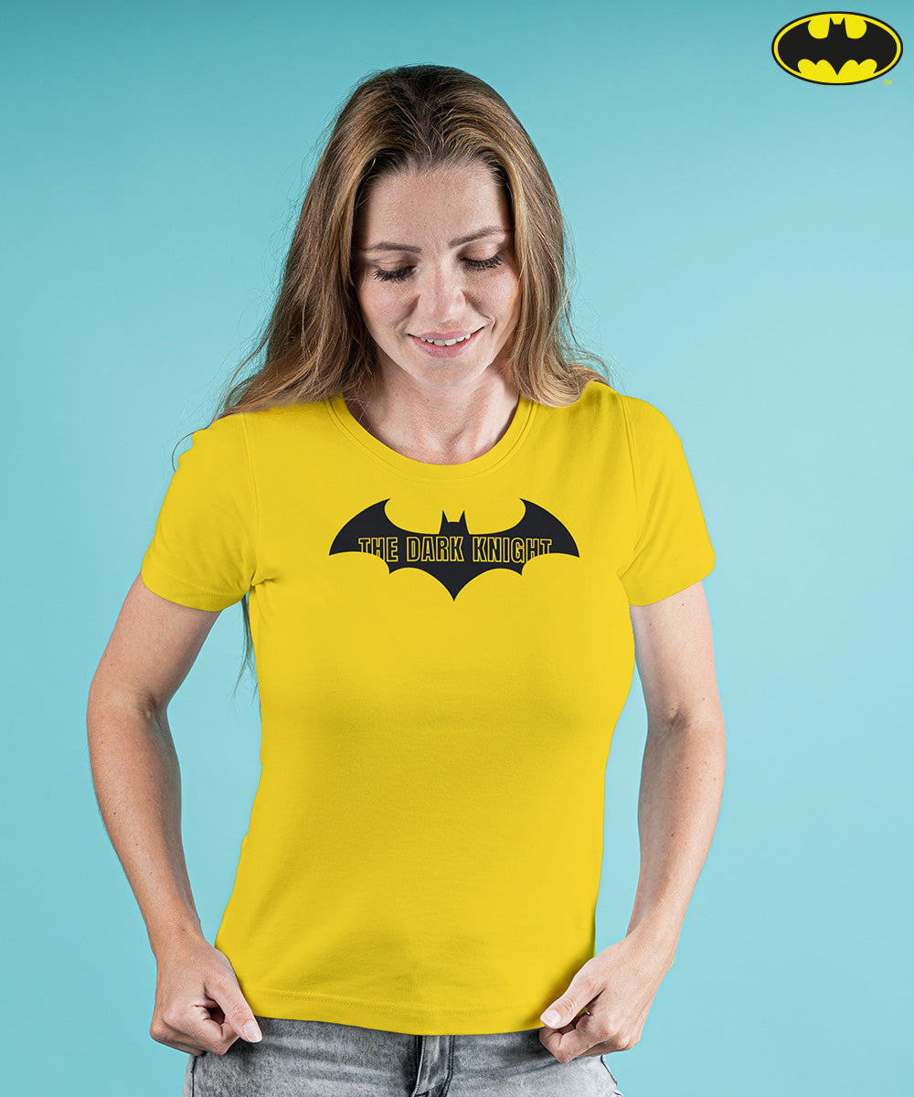 Buy The Batman T-shirt for women online in India. Hello Batman Dark Knight Logo T-shirt for women in organic cotton