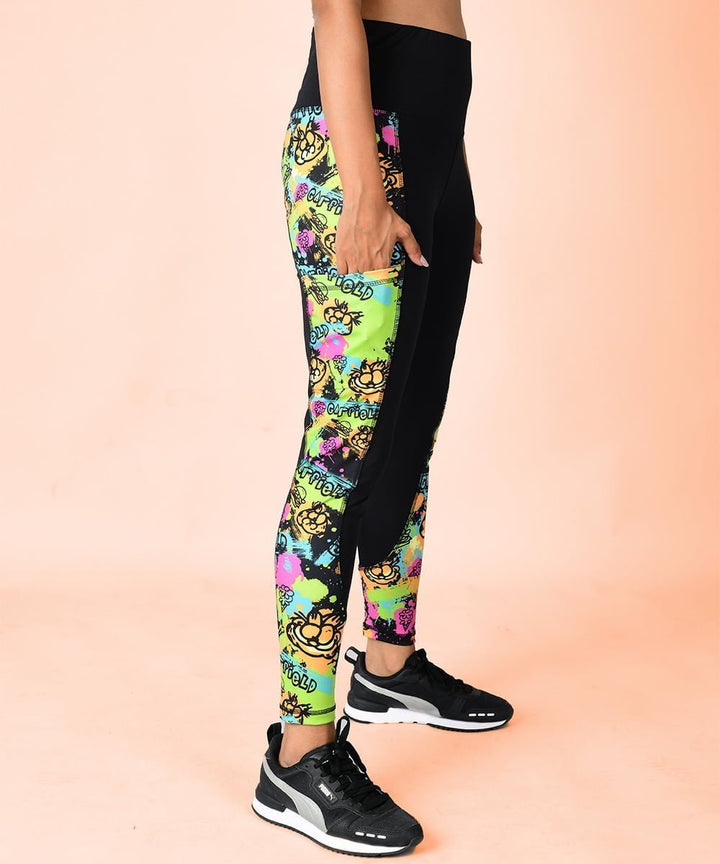 Garfield Splash Leggings - High Waisted Leggings and Yoga Pants with Side Pockets. Buy Exclusive Activewear Merchandise for women online in India only at Athlizur