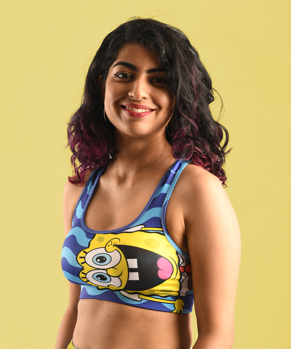 Make workouts fun with Printed Sports Bra by Athlizur. Exclusive collection of Cartoon Sports Bra online in India. Shop the Official SpongeBob Racerback Sports bra online for Gym, Yoga, Zumba and Running